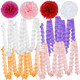 kilofly 12pc Party Decor Four-Leaf Clover Garlands Tissue Pom Poms Value Set