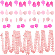 kilofly 8pc Party Decor Hanging Dots Tissue Paper Four-Leaf Clover Garlands Set