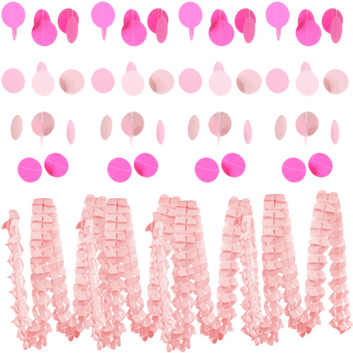 kilofly 8pc Party Decor Hanging Dots Tissue Paper Four-Leaf Clover Garlands Set