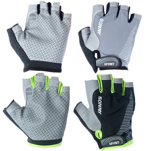 kilofly Breathable Half Finger Padded Cycling Biking Sport Gloves, 2 Pairs Set