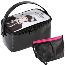 kilofly 2pc Girls Beauty Box Pouch Handle Make Up Brush Pencil Case Travel Bags