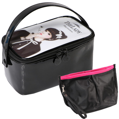 kilofly 2pc Girls Beauty Box Pouch Handle Make Up Brush Pencil Case Travel Bags