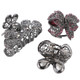 kilofly 3pc Women's Rhinestone Crystal Faux Hair Clip Claw Barrettes Value Pack