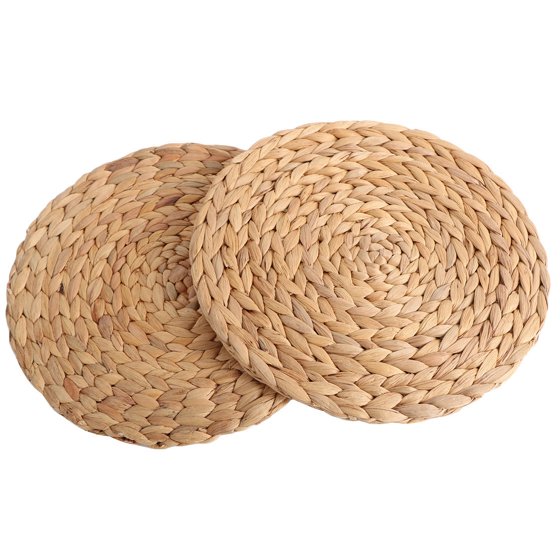 Kilofly 2pc Natural Water Hyacinth Weave Placemat Round Braided