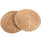 kilofly 2pc Natural Water Hyacinth Weave Placemat Round Braided Rattan Tablemats