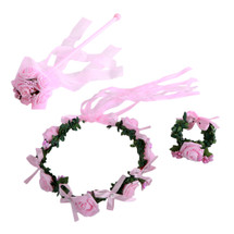 kilofly Flower Crown Wreath Headband Garland Wrist Band Wand + Drawstring Pouch