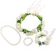 kilofly 4pc Flower Crown Wreath Headband Garland Wrist Band + Faux Pearl Jewelry