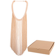 kilofly Women's Fashion Party Choker Statement Necklace Chain Tassels + Gift Box