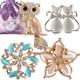 kilofly 4pc Women's Elegant Rhinestone Crystal Brooch Pin Set + Gift Pouch