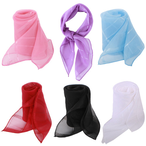 kilofly 6pc Women's Chiffon Pocket Square Neckerchief Handkerchief Purse Scarves