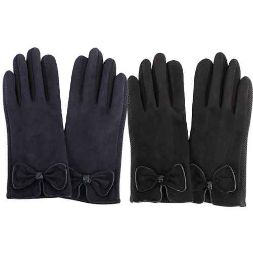 kilofly 2 Pairs Women's Soft Touchscreen Texting Faux Suede Warm Winter Gloves