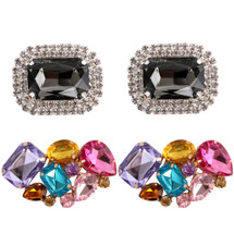 kilofly 2 Pairs Elegant Rhinestone Crystal Metal Shoe Clips Wedding Party Pack
