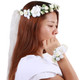 kilofly 2 Sets Flower Crown Wreath Headband Garland Floral Wrist Band Value Pack