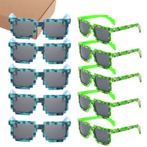 kilofly 10pc 8-Bit Pixel UV Protect Gamer Sunglasses Adult Kids Party Favors