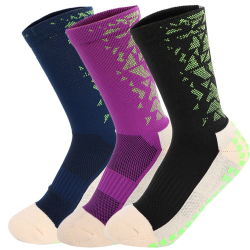 kilofly 3 Pairs Unisex Athletic Non-Slip Football Sports Cushion Mid Calf Socks