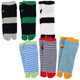 kilofly 6 Pairs Unisex Striped Flip Flop Split V-Toe Tabi Socks Value Pack