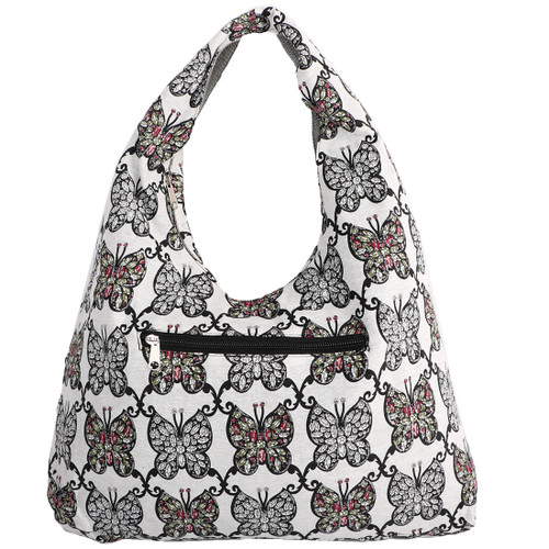 kilofly Bohemian Hippie Gypsy Soft Cotton Cloth Zipper Shoulder Bag Handbag Tote