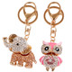 kilofly 2pc Gold Plated Rhinestone Animal Bling Keychain Purse Car Key Holders