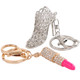 kilofly 2pc Womens Rhinestone Crystal Bling Keychain Purse Bag Car Key Holders