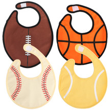 KF Baby 4pc Soft Waterproof 3 Layers Cotton Absorbent Wrap Sports Ball Bibs Set