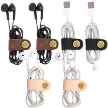kilofly 6pc Genuine Leather Cord Management Keeper Snap Lock USB Cable Holder Set A