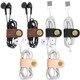 kilofly 6pc Genuine Leather Cord Management Keeper Snap Lock USB Cable Holder Set A