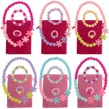 kilofly 6 Sets Princess Party Favors Girls Jewelry Value Pack + Gift Pouches