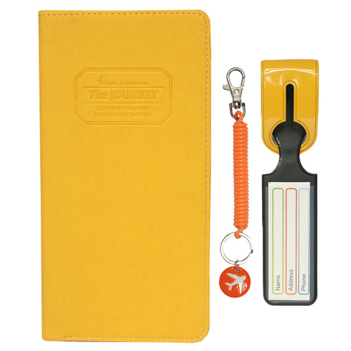 kilofly Multi Pocket Passport Cover + Luggage Tag + Coil Keychain Travel Combo