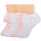 kilofly 4 Pairs Girls Soft Breathable Lace Trim Ruffle Cuff Dress Ankle Socks