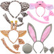 kilofly 4 Sets Kids Animal Ear Headband Bowtie Tail Cartoon Costume Party Favors