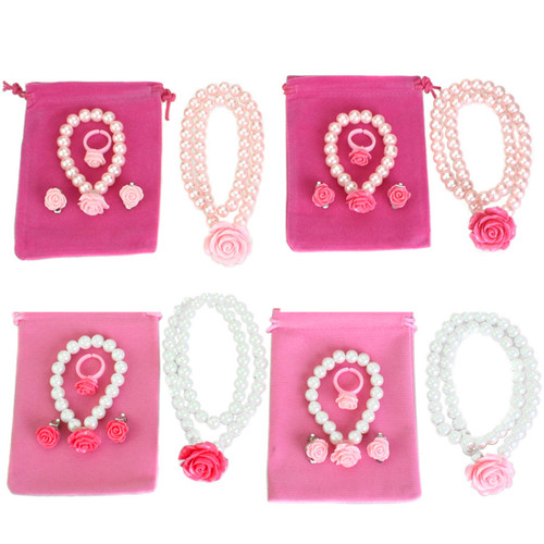 kilofly Princess Jewelry Value Pack of 4, Necklace, Bracelet, Earrings, Ring