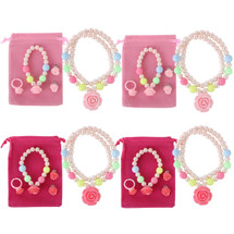 kilofly Princess Jewelry Value Set of 4, Necklace, Bracelet, Earrings, Ring