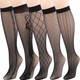 kilofly 5 Pairs Women Black Ultra Thin Stay Up Knee High Socks Fishnet Stockings