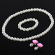 kilofly Little Girls Plush Purse Handbag Shoulder Bags + Faux Pearl Jewelry Set