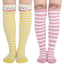 kilofly 2 Pairs Women's Soft Thick Warm Over Calf Knee High Animal Cartoon Socks