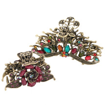 kilofly 2pc Women's Rhinestone Crystal Faux Hair Clip Claw Barrettes Value Pack