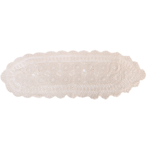 kilofly Handmade Crochet Cotton Lace Table Runner Tablecloth, 15 inch