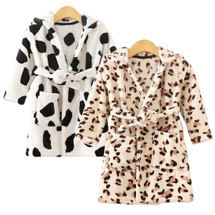 kilofly Soft Cozy Flannel Hooded Bathrobe Toddler Kids Pajama Sleepwear [Set of 2]