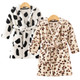 kilofly Soft Cozy Flannel Hooded Bathrobe Toddler Kids Pajama Sleepwear [Set of 2]