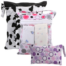 kilofly Baby 3pc Waterproof Cloth Diaper Travel Wet Dry Bags Reusable Travel Kit