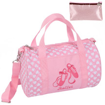 kilofly Girls Ballerina Ballet Tutu Duffel Crossbody Dance Bag + Zippered Pouch