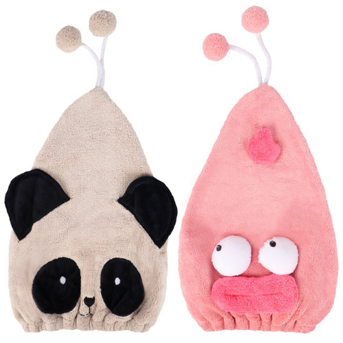 kilofly 2 pcs Soft Adult Absorbent Dry Hair Cap Quick Drying Towel Head Wrap Set