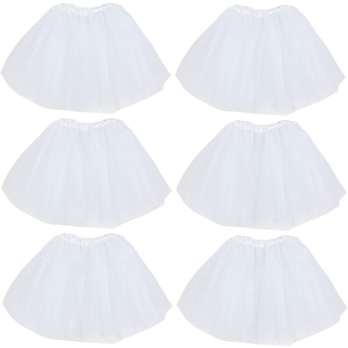 kilofly 6pc white Girls Ballet Tutu Kids Birthday Princess Party Favor Dress Skirt Set