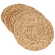 kilofly 4pc Natural Water Hyacinth Weave Placemat Round Braided Rattan Tablemats