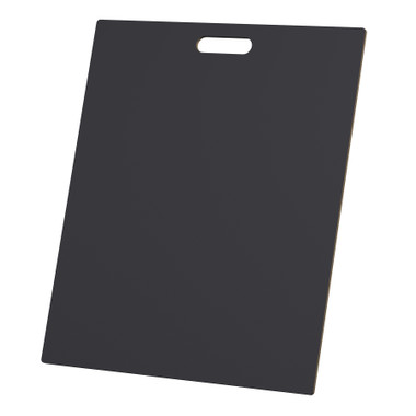 McColl Display Solutions' stock black 20" x 24" tile sample boards are in stock and ready to ship. Popular and durable black vinyl substrate has a slight texture to allow for more effective adhesion of samples. Boxed in cartons of twenty for those who need quick and easy sample boards for immediate shipment. Durable Sturdy 1/4" MDF with smart-looking rounded corners and a comfortable 4" wide by 1" high handle at top center.