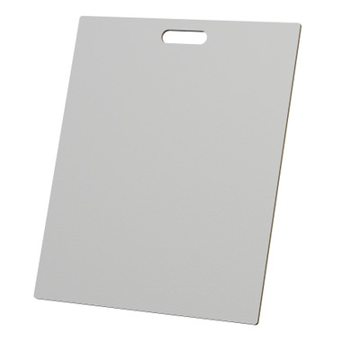 McColl Display Solutions' stock white 20" x 24" tile sample boards are in stock and ready to ship. Popular and durable white vinyl substrate has a slight texture to allow for more effective adhesion of samples. Boxed in cartons of twenty for those who need quick and easy sample boards for immediate shipment. Durable Sturdy 1/4" MDF with smart-looking rounded corners and a comfortable 4" wide by 1" high handle at top center.