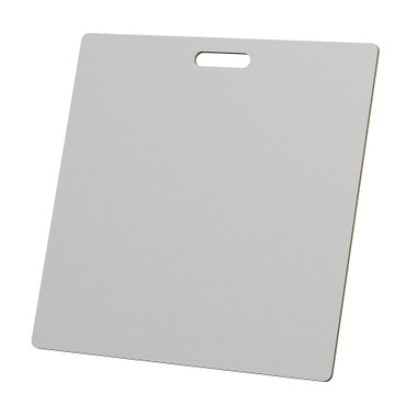 McColl Display Solutions' stock white 22" x 22" tile sample boards are in stock and ready to ship. Popular and durable white vinyl substrate has a slight texture to allow for more effective adhesion of samples. Boxed in cartons of twenty for those who need quick and easy sample boards for immediate shipment. Durable Sturdy 1/4" MDF with smart-looking rounded corners and a comfortable 4" wide by 1" high handle at top center.