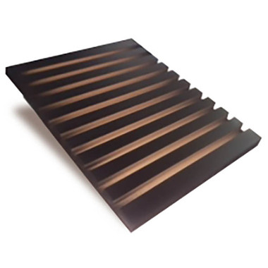 The Wedge tile display can hold multiple samples. Ten slots open at the sides to allow for a variety of sample width displays per slot. Solid wood construction, black finish. Great flooring showroom display.