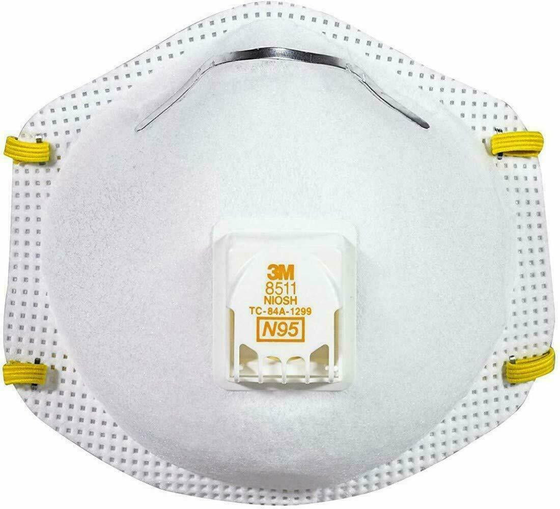 3M 8511 N95 Protective Disposable Face Mask Cover NIOSH Respirator 10 PACK  NEW