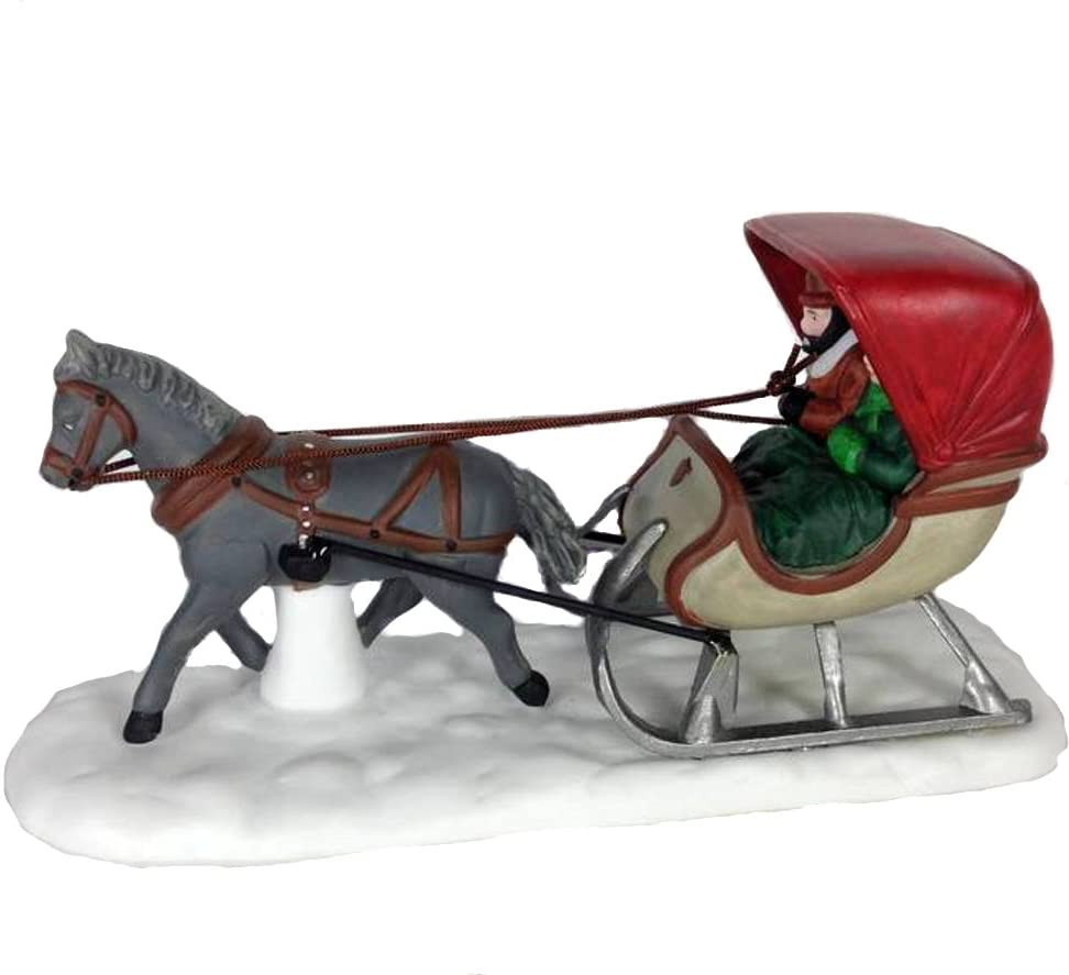 ONE HORSE OPEN SLEIGH # 59820 DEPT 56 RETIRED HERITAGE VILLAGE ACCESSORY